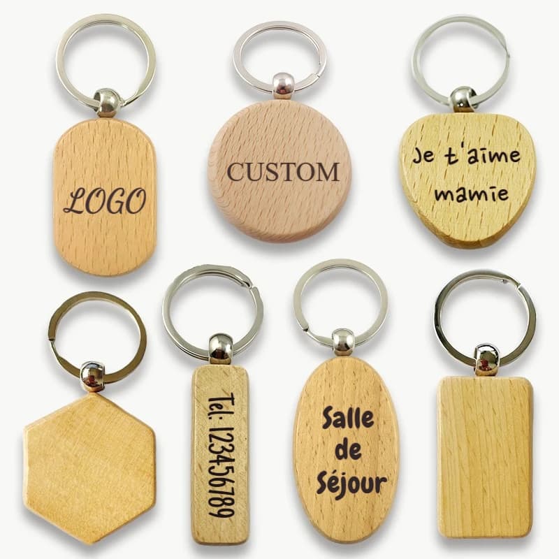 LOGO personalizzato Portachiavi in legno con incisione laser LOGO Portachiavi con testo per porta Portachiavi personalizzato per auto Portachiavi per regalo aziendale