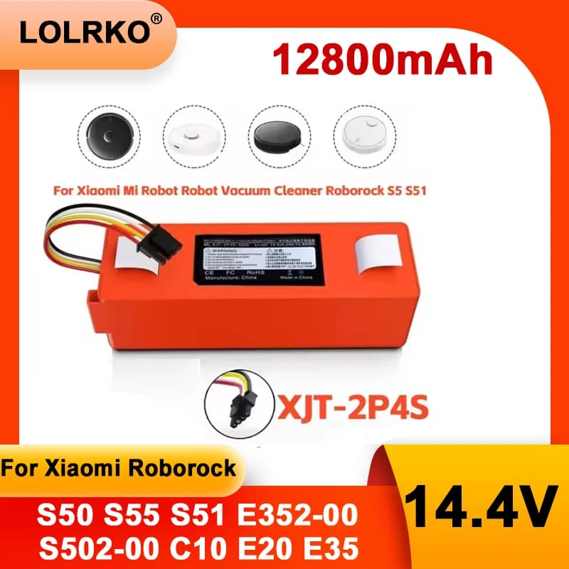Replacement Battery 14.4V 12800mAh for Roborock S50 S5 S6 S7 Pure/MAX/MaxV/MaxV Ultra/Q5 Q7 Pro/MAX Vacuum Cleaner