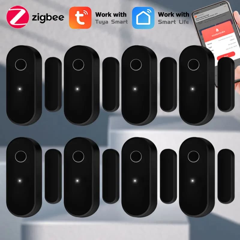 Tuya Zigbee Sensore porta Rilevatore finestra aperta e chiusa Allarme di sicurezza domestica intelligente Controllo APP Funziona con Alexa Google