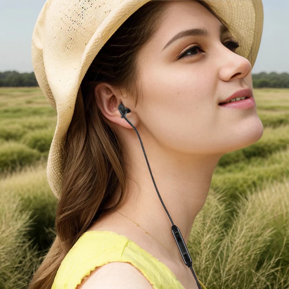 Auricolari Cablati 3.5mm/Type-C con Microfono, Cuffie In-Ear Monolaterali in Silicone Morbido per Smartphone e MP3