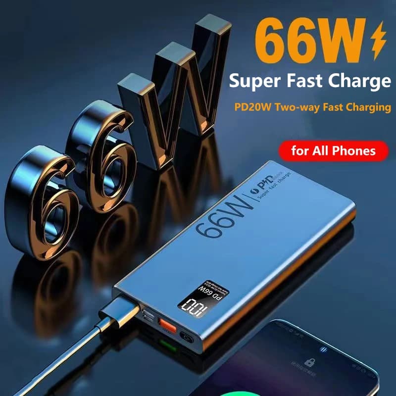 30000mAh Power Bank 66W PD Quick Rechargeable Portable Travel Battery for iPhone 16 15 Huawei Samsung Poverbank
