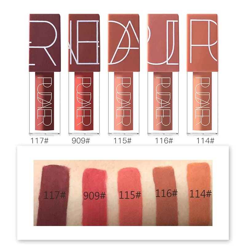 Free Shiping Nude Pumpkin Color Lipstick Lip Gloss Matte Velvet Matte Non-Decolorizing LongLasting Waterproof Lip Stick LipGloss