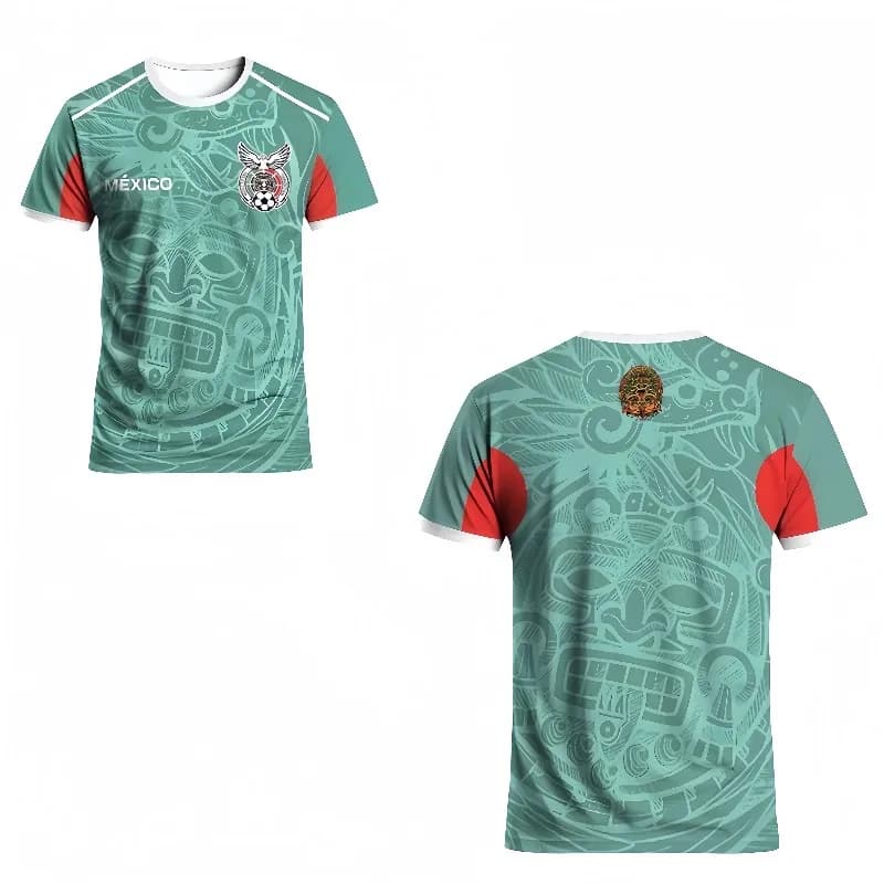 Men's Messicana Football Shirt with Crew Neckline, Sports Training for Adults and Young People, Breathable, for Porters and Children
