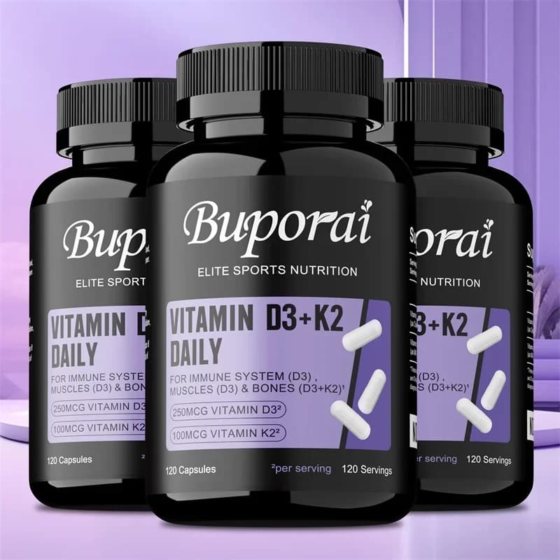 120Pcs Vitamin D3 K2 Capsules 2-in-1 Complex - Calcium Absorption Strong Bone Heart Health Dietary Supplement