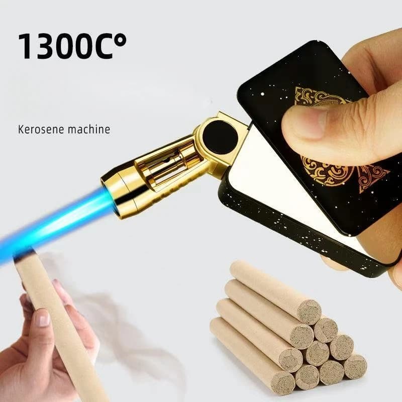 New Metal High Temperature Spray Gun Lighter Windproof Spray Flame Belt 45 ° Flexible Nozzle Outdoor Portable Lighter Gift