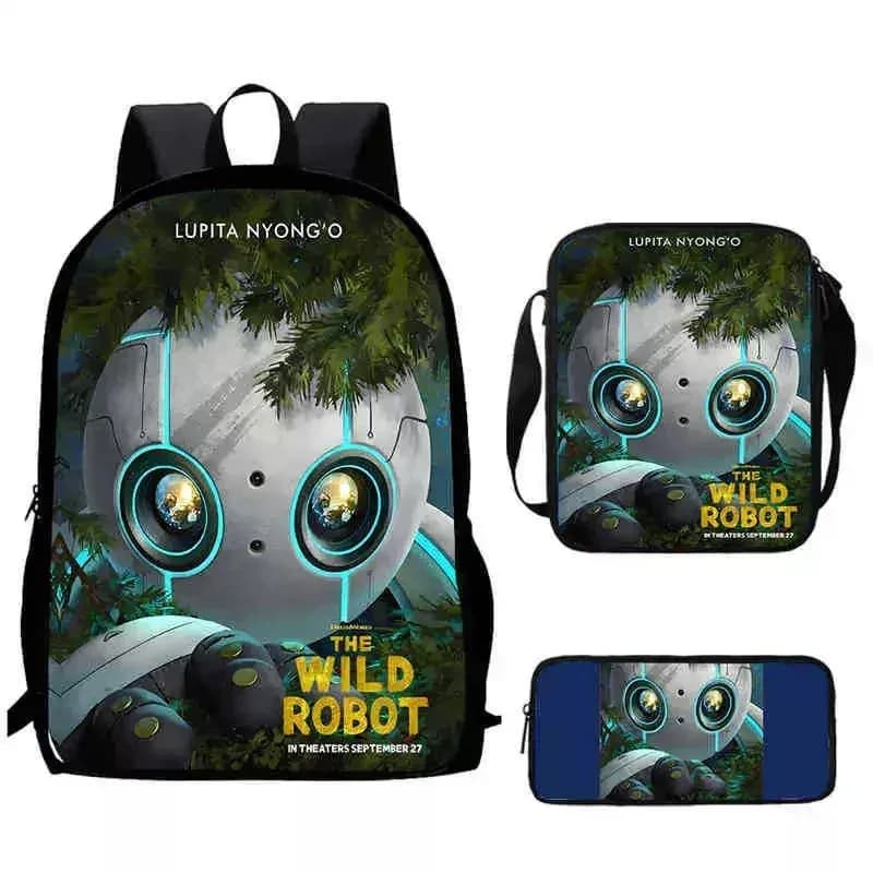 25COSThe Wild Robot Backpack Schoolbag Lunch Bag Pencil Case Set for Kids Students