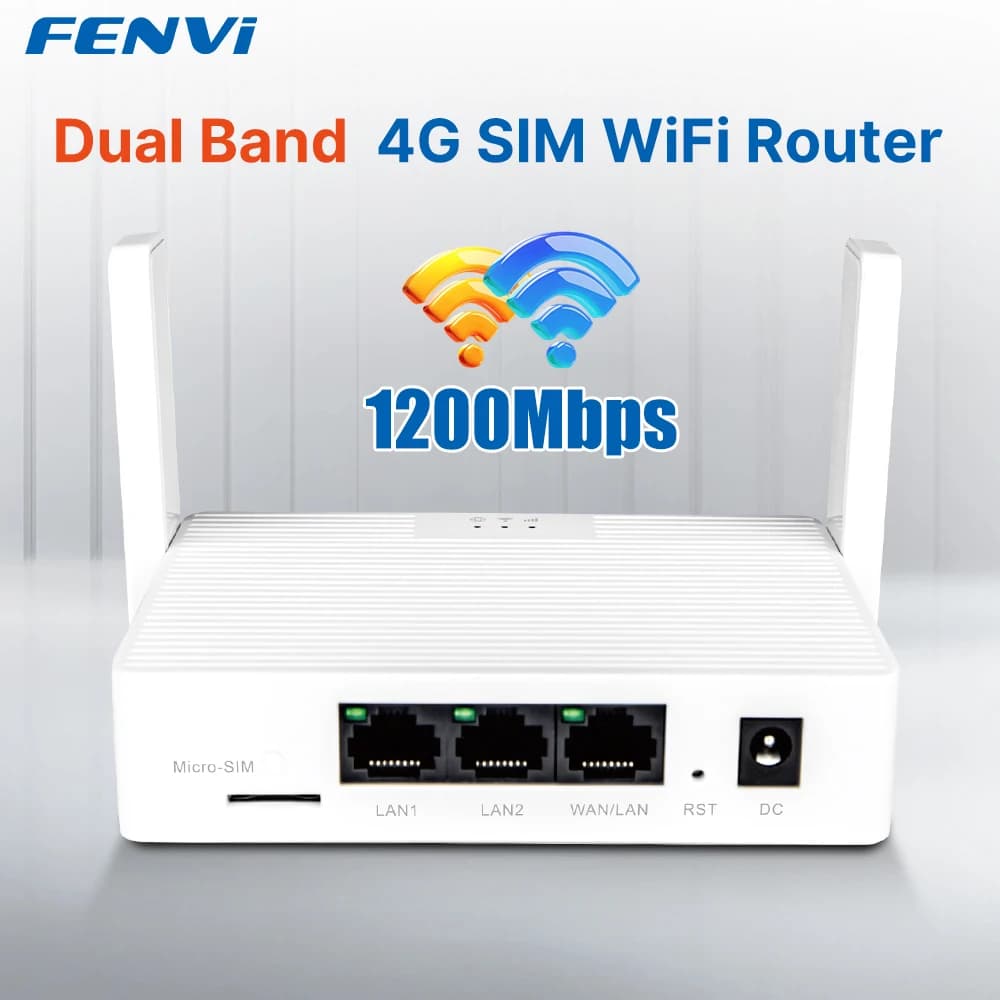 Fenvi Router WiFi 4G LTE Scheda SIM 1200Mbps 2.4GHz 5GHz Antenna Wi-Fi wireless 5dBi Porta LAN WAN 32 dispositivi per l'Europa