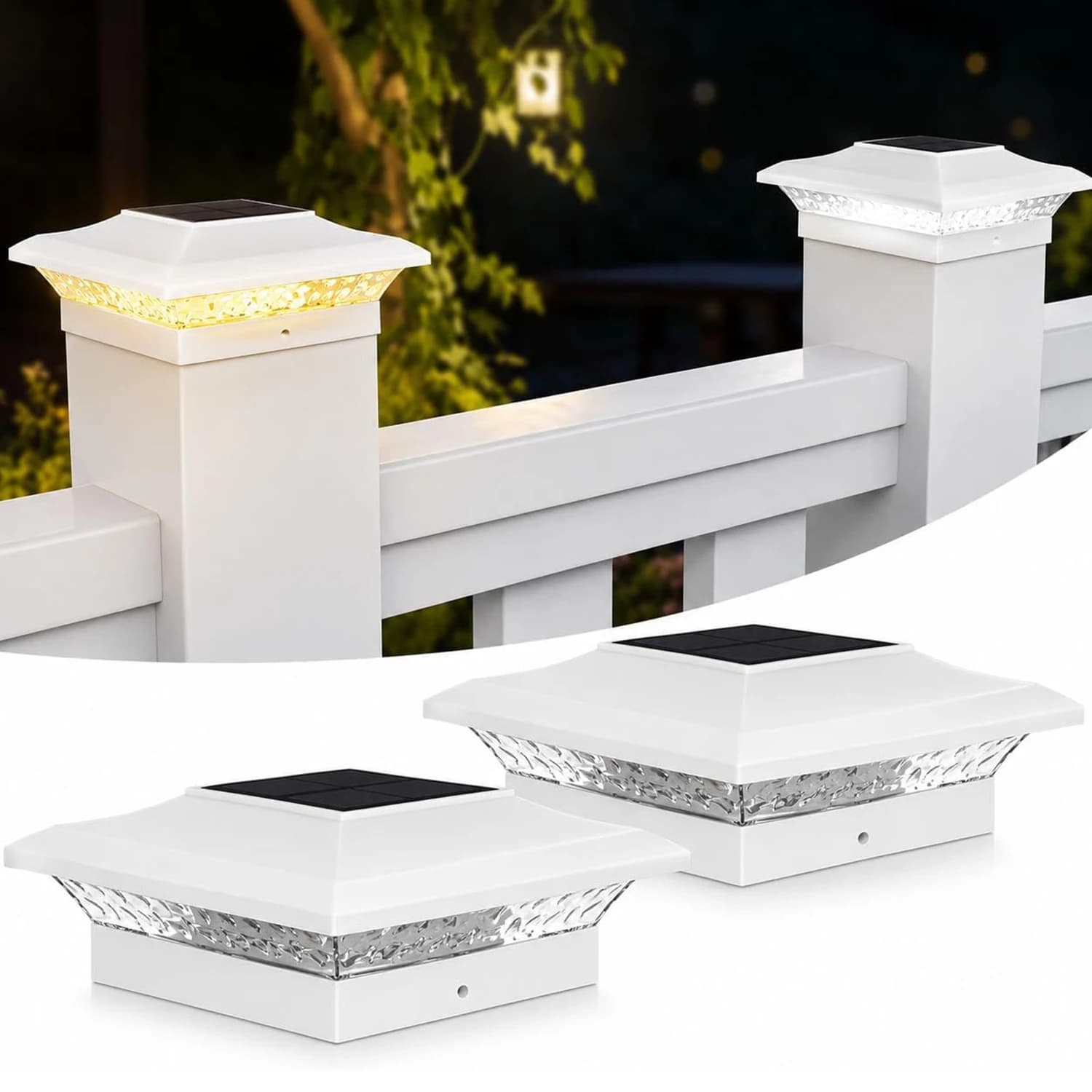 Solar Post Light Post Caps Solar IP65 Waterproof Post Lights Post Lights for Fence Posts,Wooden Posts,Platform Solar Fence Light