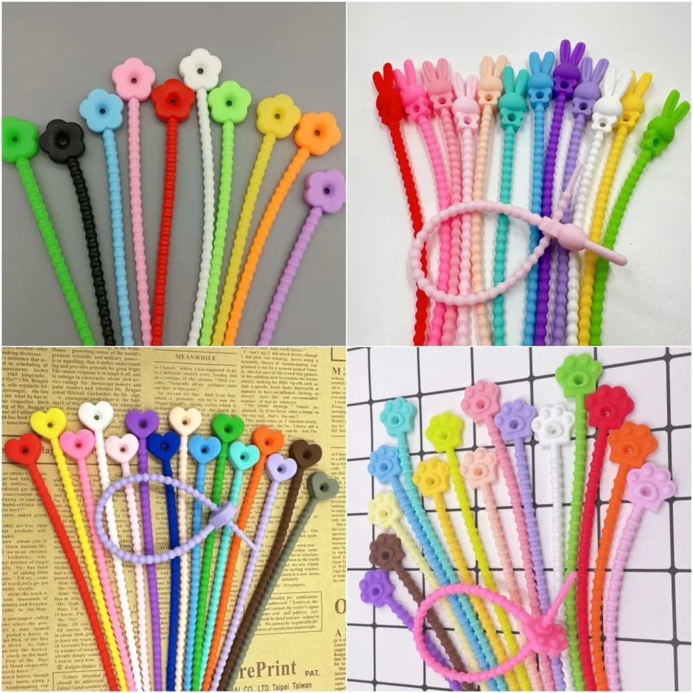 10 pz Stella Colorata Cravatte In Silicone Borsa Clip Riutilizzabile In Gomma Zip Fascette per Cavo e Cavo Cibo Sigillatura Cravatta Cinghia Del Serpente Per La Casa