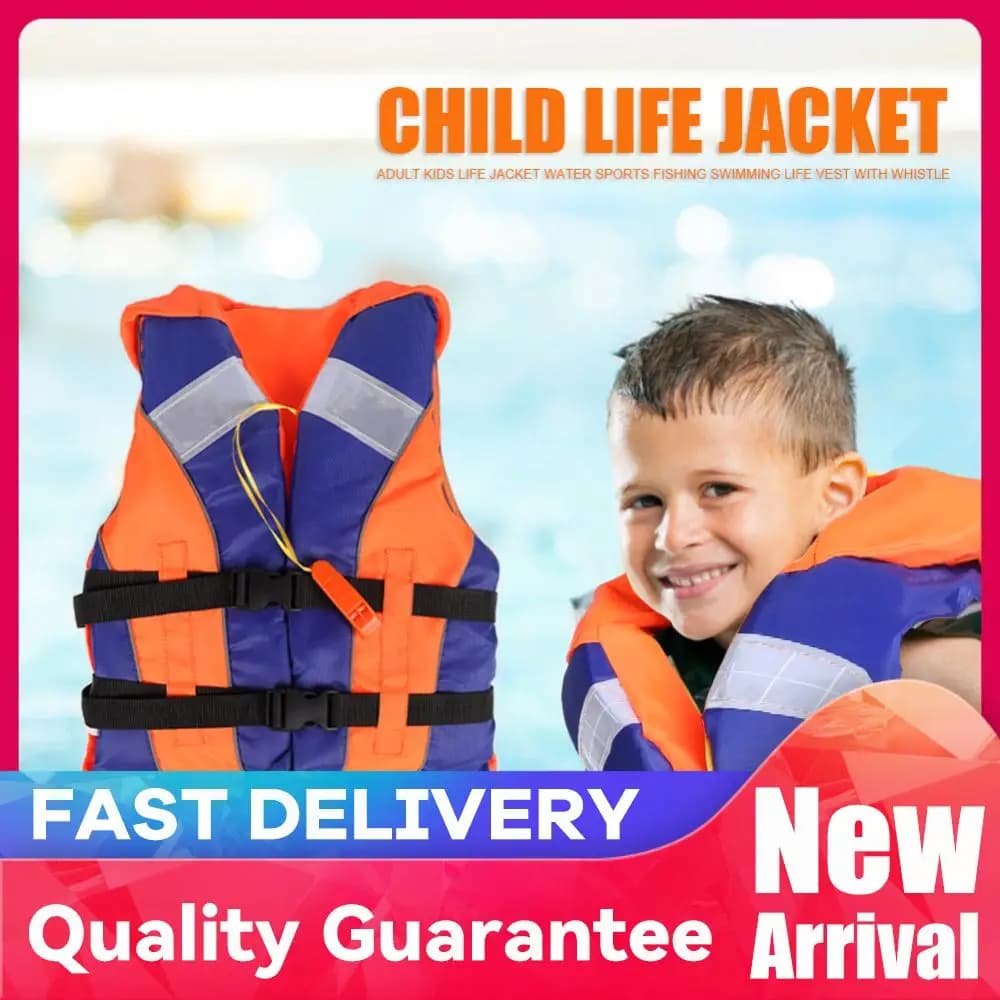Children Life Jacket With Whistle Adjustable Size Swimming Float Vest Fishing Drifting Swimming Life Vest For Water Sports