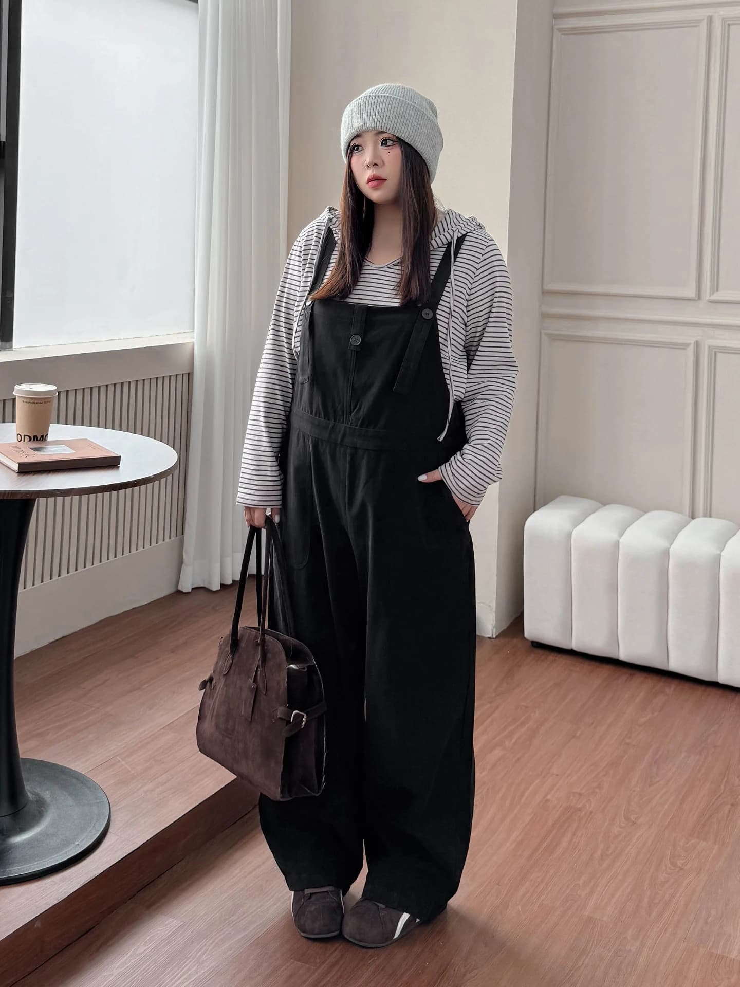 Women's Fashion Plus Size: Long Sleeve T-shirts Lunghe Effetto Snellente e Coprente con Salopette a Vita Alta e Pantaloni Lunghi Autunno Winter
