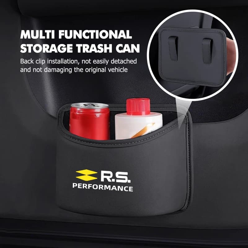 For Renault Car Trash Can Hanging Box Storage Bag Organizer Accessories RS Kadjar Captur Clio Megane 2 3 4 RS Koleos Logan