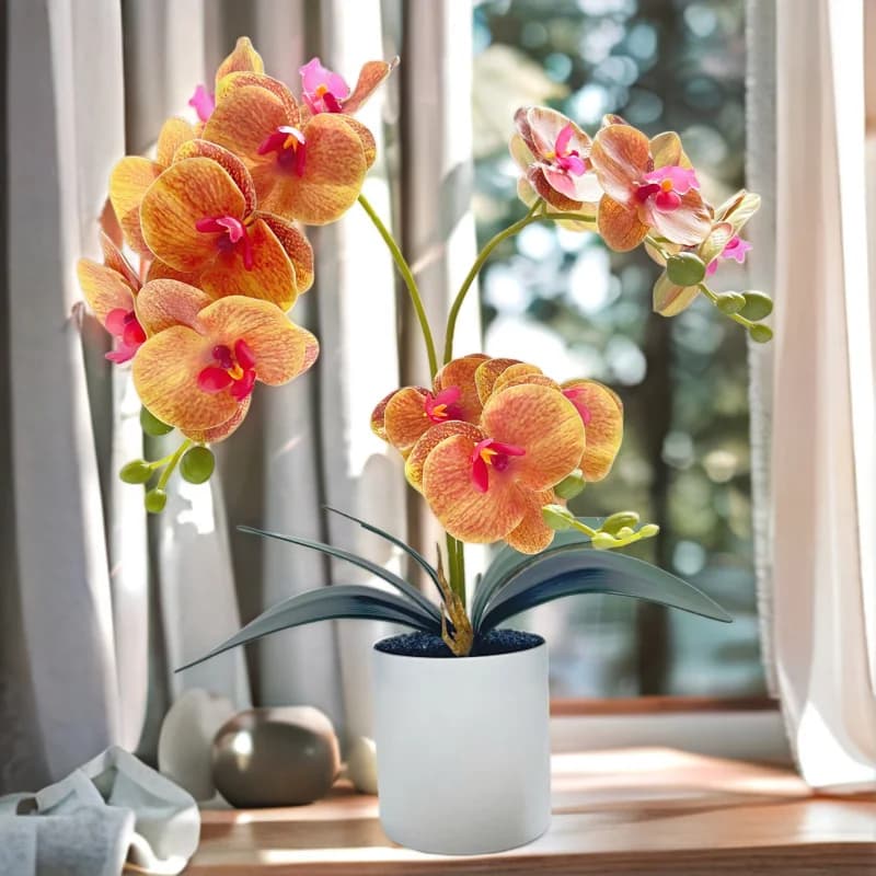 Black gauze pot simulation butterfly orchid potted plant 16 flowers living room home fake flowers office desktop decoration