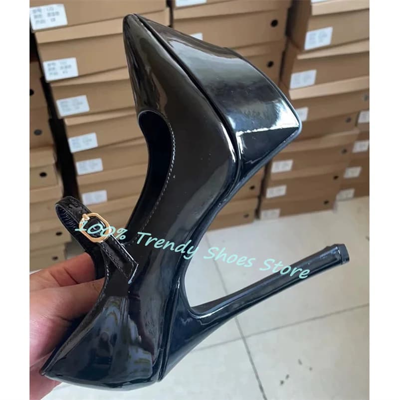 Sexy Super High Heel Women Catwalk Dress Pumps Pointed Toe Platform Ankle Buckle Strap Sandals Lady Wedding Bride Dress Shoes