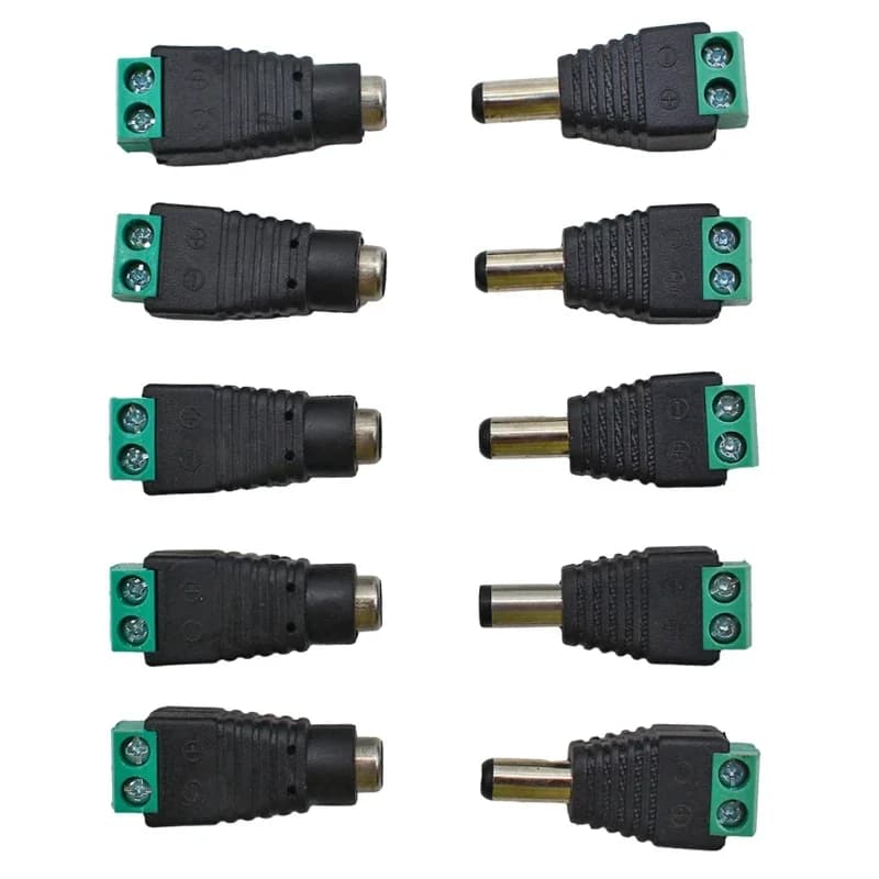 5 paia DC 12V Maschio Femmina Connettori 2.1*5.5mm Spina di Alimentazione Adattatore Martinetti Presa Connettore Per Il Segnale di Colore LED Striscia CCTV Camera