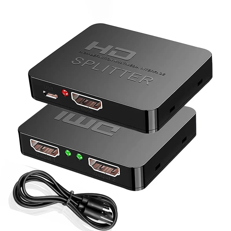 Interruttore splitter 1x2 compatibile HDMI 4K Amplificatore distributore video 1 ingresso 2 uscite Doppio display per monitor PC Box Proiettore Laptop