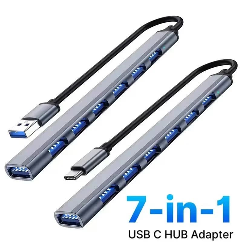 7 In 1 Type C HUB USB 3.0 Extender Type C Multi-port Splitter Converter OTG Adapter Type C Docking Station For Macbook Laptop PC