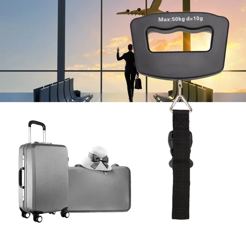 Bilancia da appendere digitale LCD portatile Valigia per bagagli Bilancia da viaggio per bagagli con cintura per strumento di peso elettronico 50 kg/110 libbre