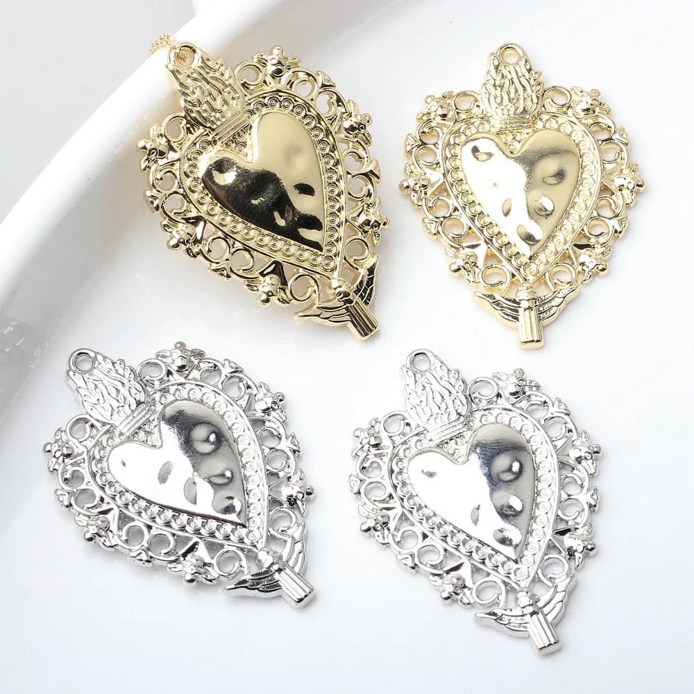 10 pezzi semplici cuori carini ciondolo creazione di gioielli accessori orecchini fatti a mano fai da te collana braccialetto ornamenti moda artigianale