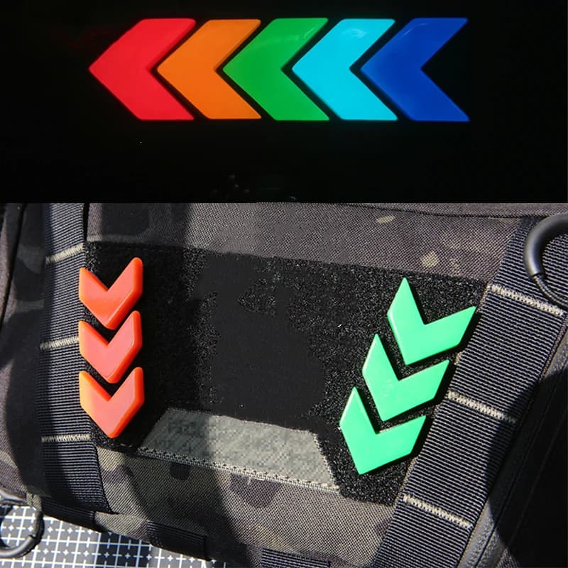 Logo luminoso Freccia Blocco Patch Tattica Glow-in-the-Dark Decorativo fai-da-te per casco Gilet Zaino Abbigliamento con gancio