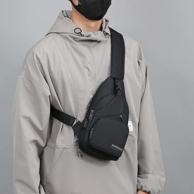 Men's Chest Bag Lightweight Crossbody Bag Trendy Casual Simple Shoulder Bag Cycling Canvas Men's Bag