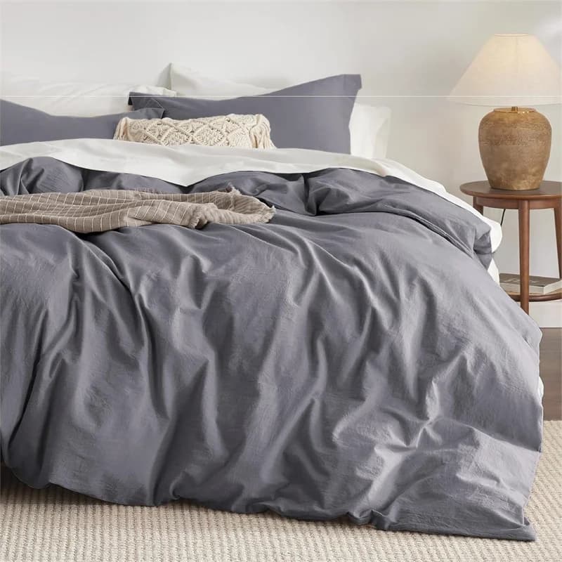 Set di Biancheria da Letto in Cotone Lavato 3 Pezzi, Copripiumino Tinta Unita con Federe, Morbido e Traspirante per Camera da Letto Ragazzo/Ragazza