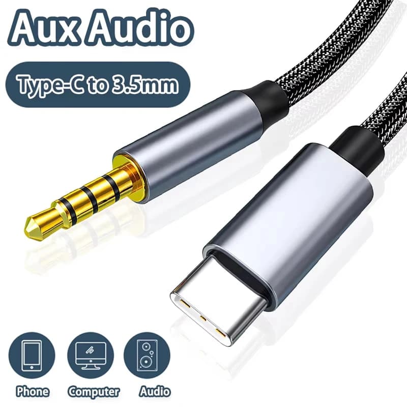 Cavo audio Aux USB tipo C a 3,5 mm di alta qualità da 2 m per iPhone 16 15 Pro Max Samsung S24 altoparlante per cuffie per auto cavo Aux jack da 3,5