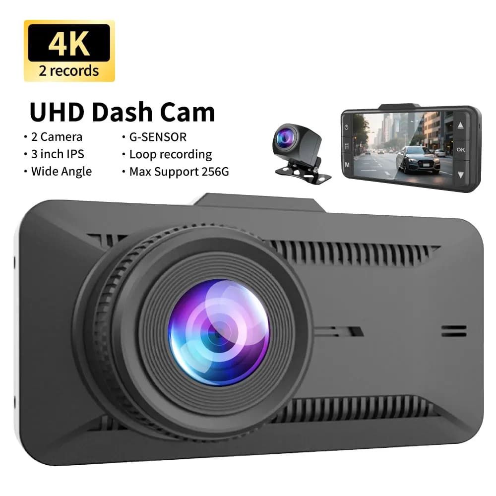 3 inch IPS Dual Lens GPS WiFi UHD 4K DVR for Car Dashcam Car Camera Front Super Night Vision Loop Recording Vehicle Accessories