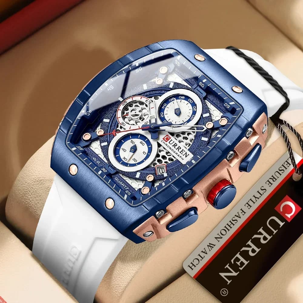 CURREN Orologi da uomo delle migliori marche Orologio da polso al quarzo quadrato di lusso Orologio cronografo luminoso impermeabile per uomo Orologio con data