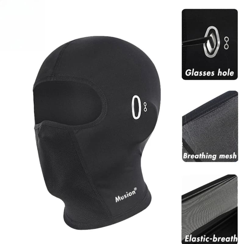 Balaclava Full Face Mask Cycling Helmet with Glasses Hole Motorcycle Sun Protection Ice Silk Biker Headgear Breathable