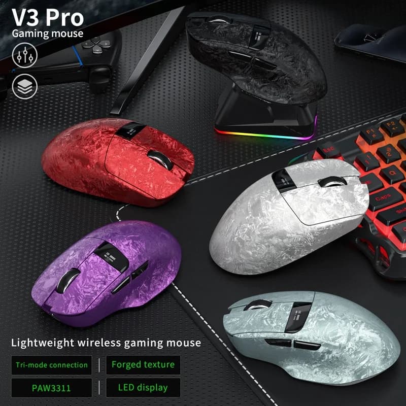 Mouse Wireless Bluetooth Lenovo con Sensore Ottico 35K DPI, Mouse da Gaming 8000Hz Ergonomico Ricaricabile Dual-Mode con USB-C