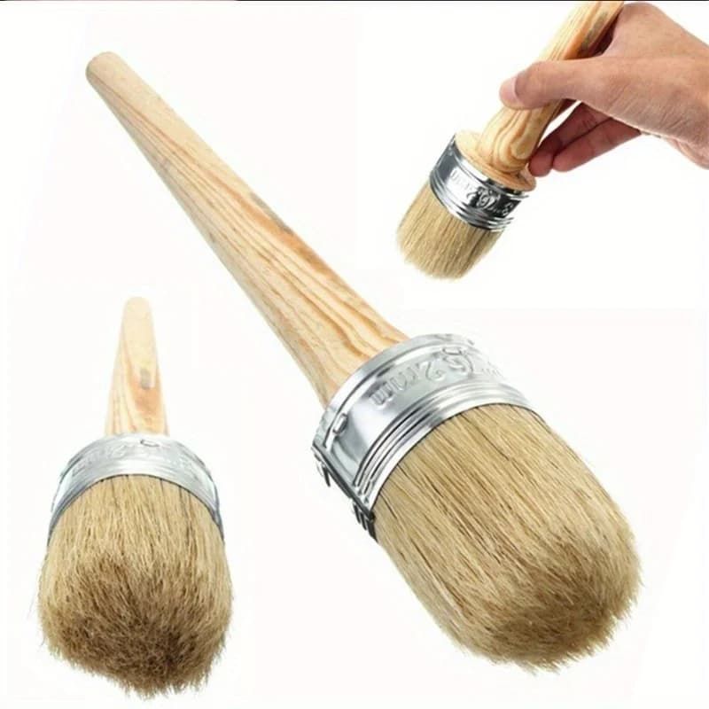 1pc Round Bristle Chalk Oil Paint Painting Wax Wooden Handle Brush Artist