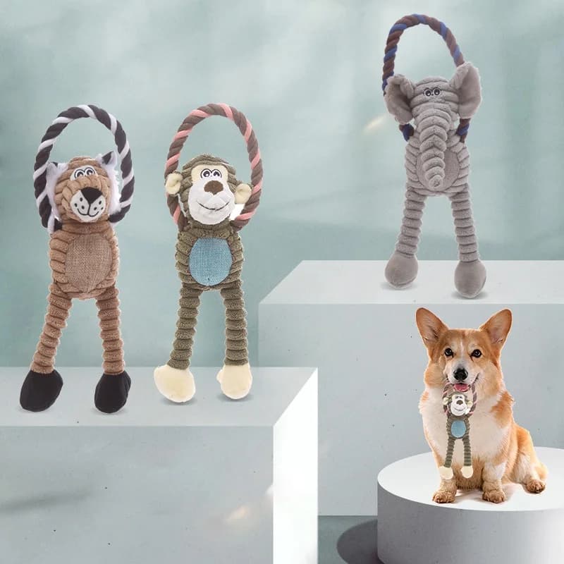 Giocattolo stridulo per cani in velluto a coste a forma di giraffa Giocattolo da masticare in corda di cotone per la pulizia dei denti del cucciolo Accessorio per addestramento degli animali Nuovo giocattolo per animali domestici