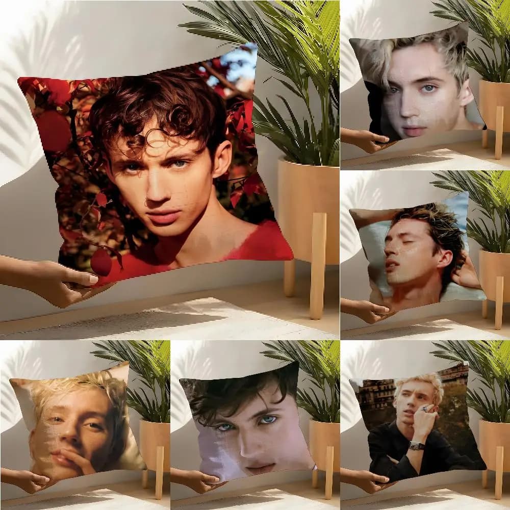 Federa per cuscino Singer T-Troye S-Sivan, federa in lino, decorazione per la casa, copricuscino