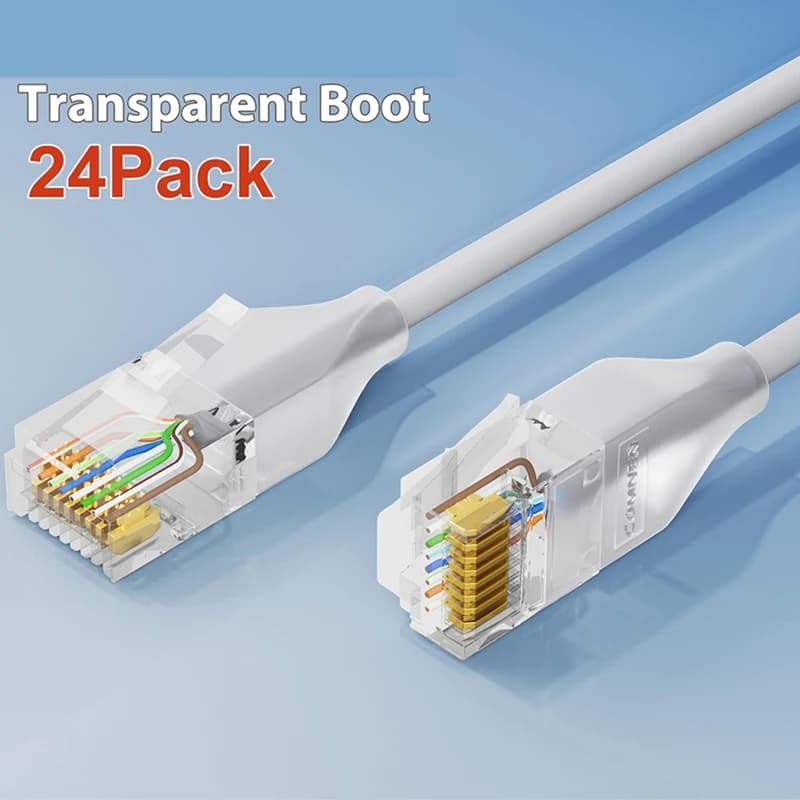 Super Sale 24 Pack Ethernet Lighting Patch Cable Flexiable Slim Cat6a 10G POE LAN Cable for Switch Ps5 Router Xbox Computer 1M