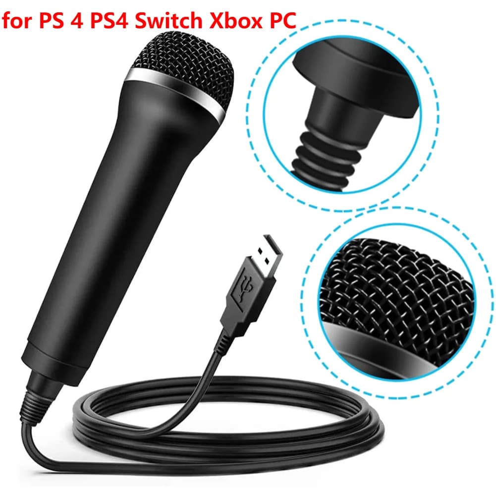 Microfono USB Universale con Cavo per Karaoke, Compatibile con Nintendo Switch, Wii, PS4, Xbox, PC, Accessori per Giochi
