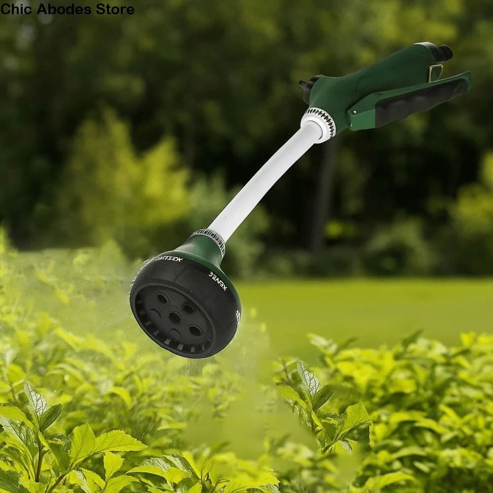 Long Handle Garden Hose Spray Showerhead 5 Spray Patterns Comfortable Grip Adjustable Spray Nozzle Rubberized Grip