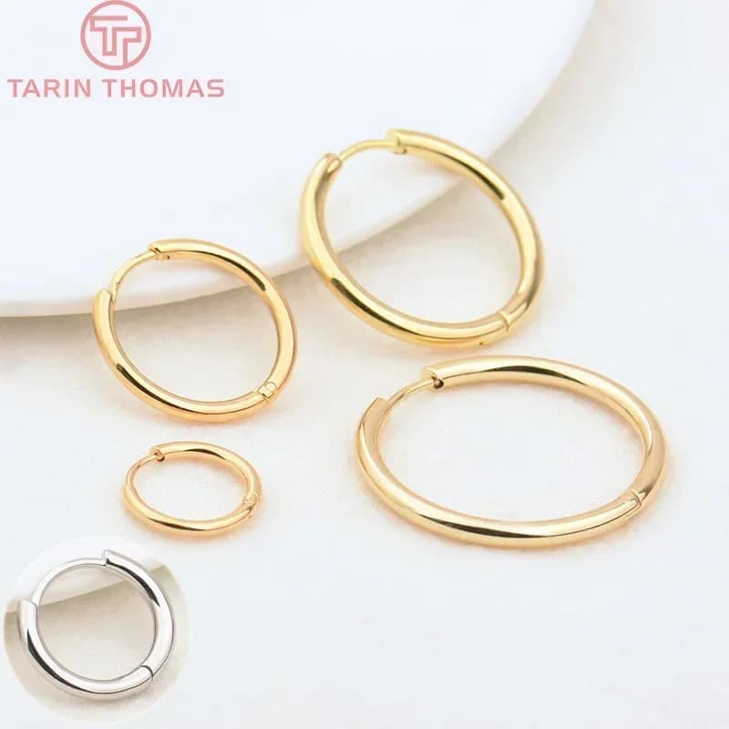 (3754) 6 Pezzi 12MM 30MM Orecchini a Cerchio Rotondi in Acciaio Inossidabile Color Oro 24K, Chiusure per Orecchini di Alta Qualità, Componenti per Creazione Gioielli Fai da Te