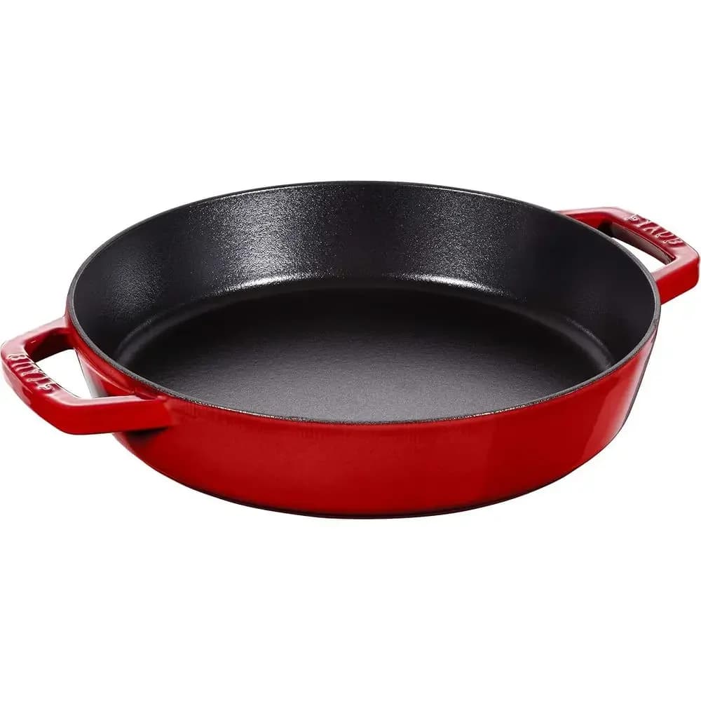 Cast Iron 26cm Cherry-Hued Hollow Frying Pan