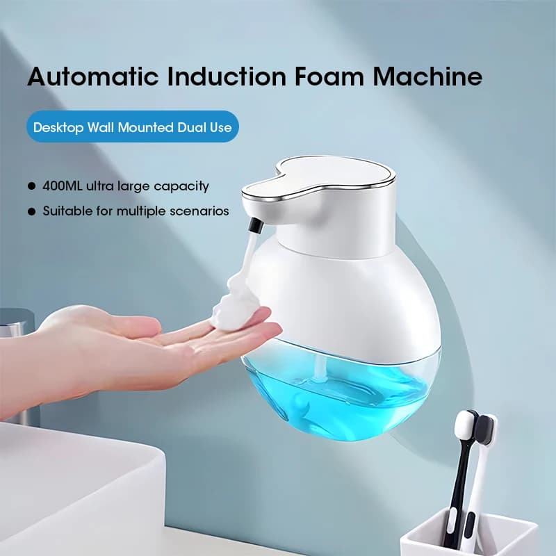Dispenser di Sapone Automatico con Sensore di Movimento, 420ml, Montaggio a Parete, per Cucina, Bagno e Casa