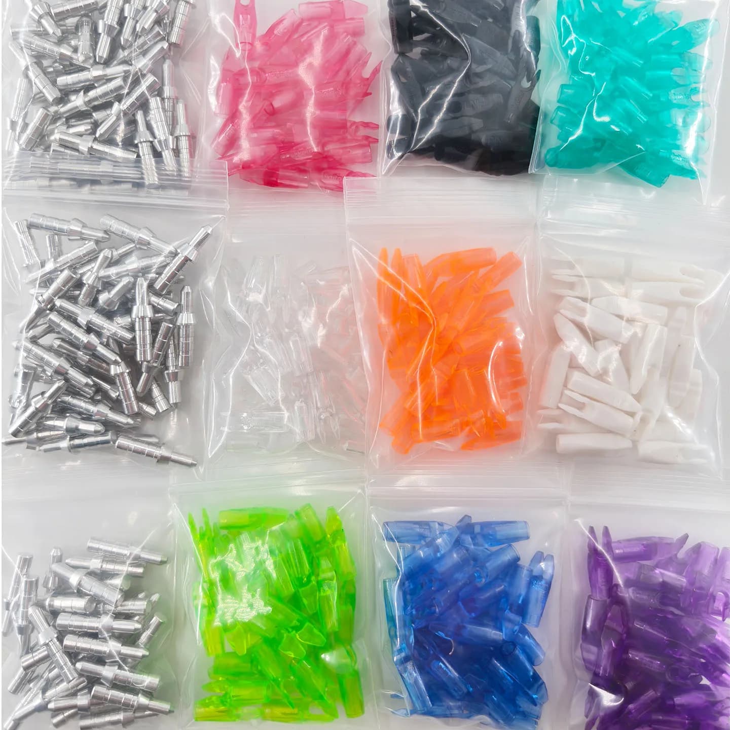 50 Pezzi Coda di Freccia in Plastica (Nock) Misura S/L PIN1/PIN2/PINH per Aste da 4.2mm, 6.2mm, 3.2mm - Accessorio per Tiro con l'Arco