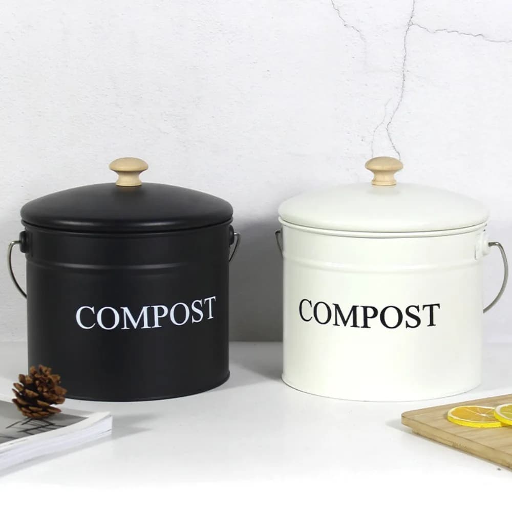 Odorless Kitchen Compost Bucket Large Capacity Activated Charcoal Filtration Food Waste Composting Bin with Lid Round