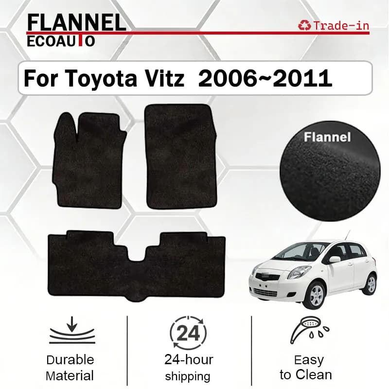 Car mats ECOAUTO in flannel for Toyota Vitz XP90 Yaris MK2 2006~2011, non-slip mats, mat cover, mat accessories.