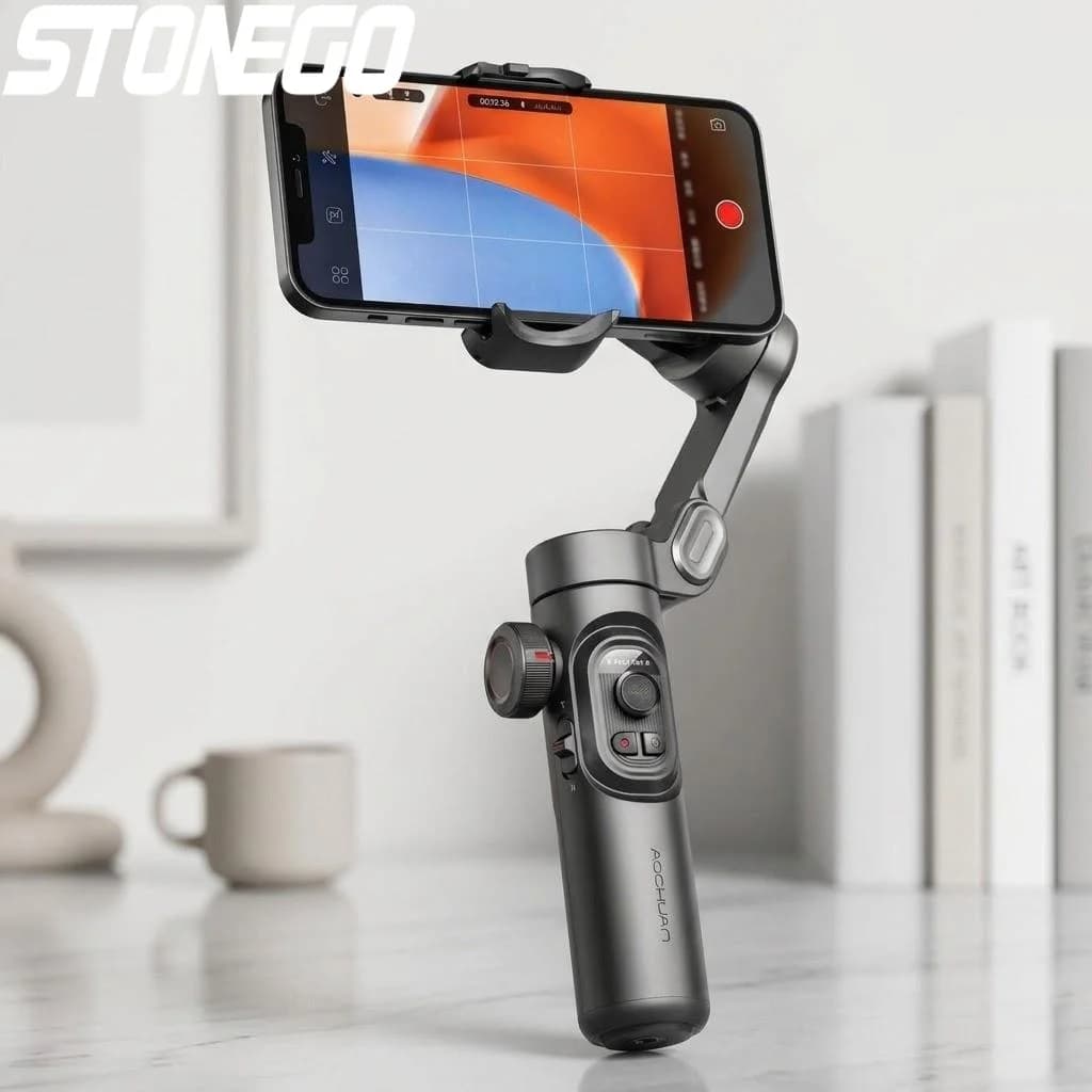 Stabilizzatore Gimbal a 3 Assi per Smartphone, Anti-Shake, con Asta Selfie e Tracciamento del Viso, per Vlog e Fotografia