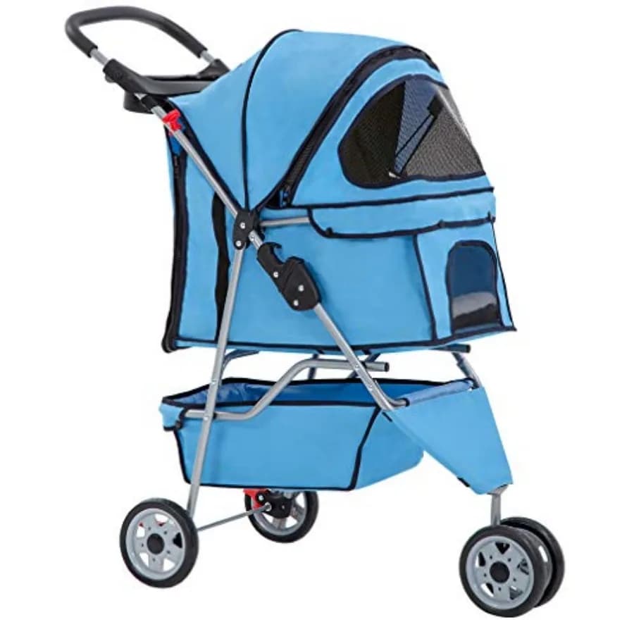 Passeggino per Animali Domestici a 3 Ruote BestPet, Trasportino per Cani e Gatti, Design Leggero e Traspirante, Impermeabile e Pieghevole