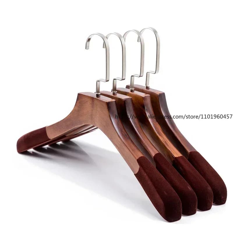 10 pz/lotto 24 cm-44 cm Grucce In Legno Nero Solido Appendiabiti/Portapantaloni/Anti Slip Gancio Oro gancio gancio