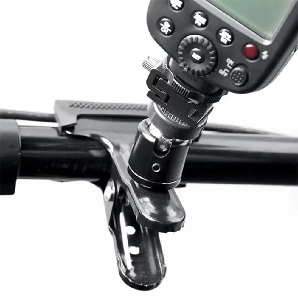 Morsetto per Fotocamera in Metallo con Supporto Flash e Rotazione a 360° ° Testa a Sfera Girevole con Vite da 1/4" per Fotocamere DSLR e SLR, Accessori per Treppiedi Fotografici