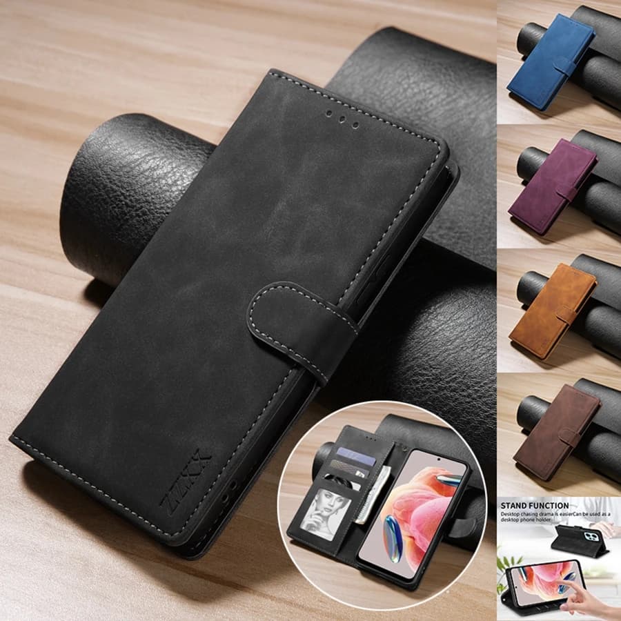 Wallet Skin-friendly Card Slot Stand Magnetic Flip Leather Case For Xiaomi Redmi Note 12S 12 Pro Plus 11 Pro 11S 10S 9S 8T 7 5
