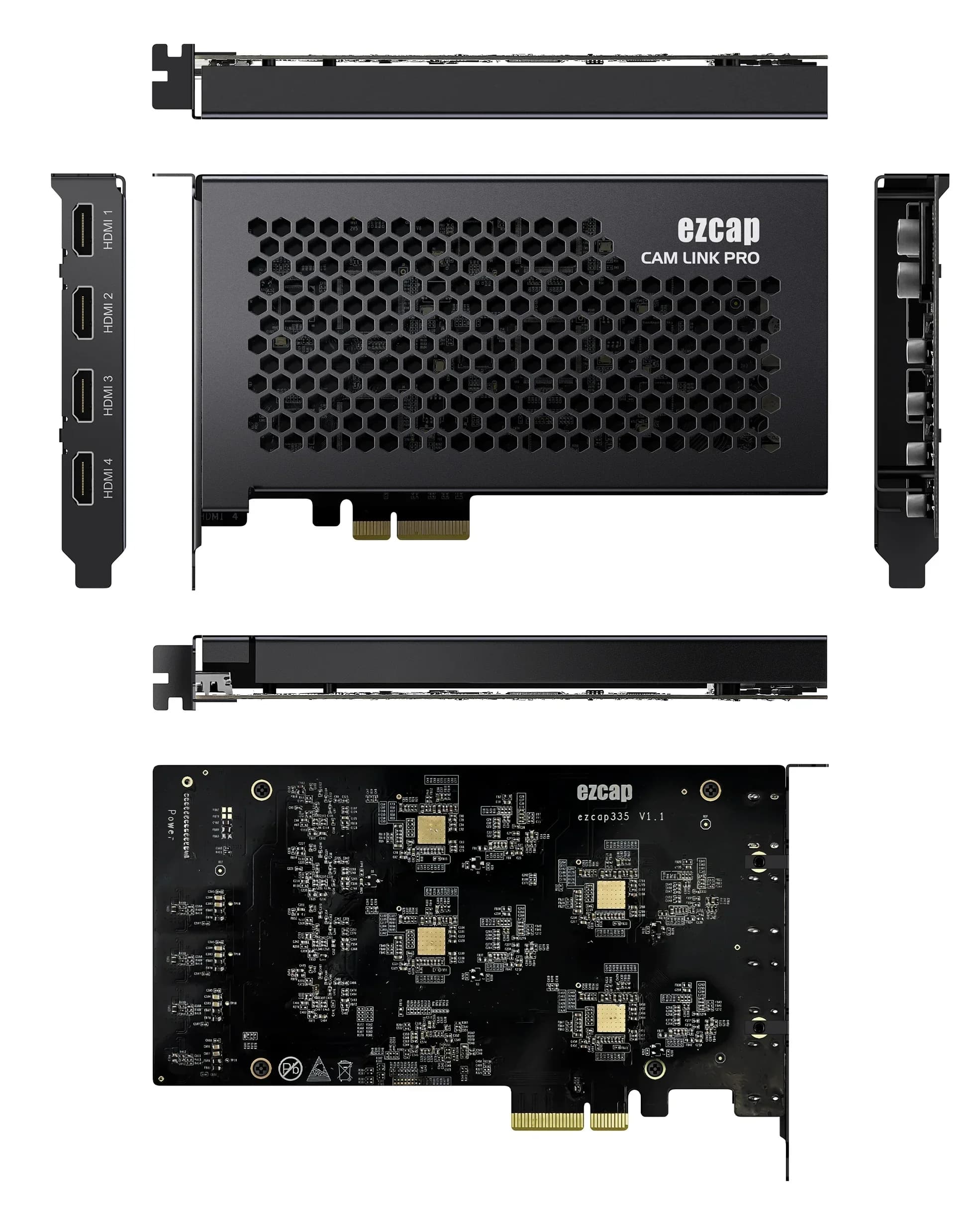 Scheda di Acquisizione Video HDMI 4K@30Hz PCI-e a 4 Porte, Scheda PCIE per Acquisizione Giochi, per Streaming Live Multi-Camera e Registrazione Video a 4 Canali