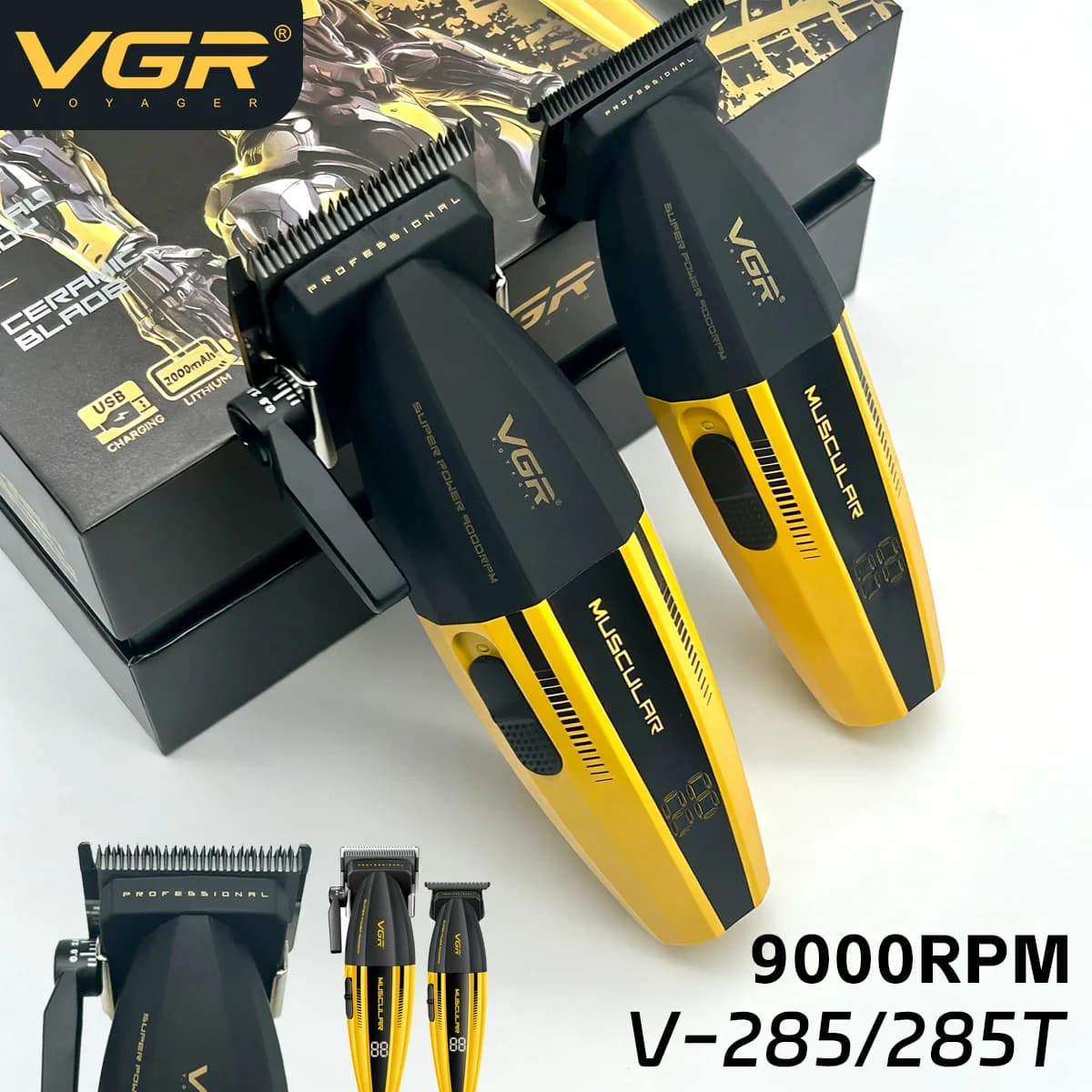 VGR Haircut Professional Haircut Machine Electric Clipper Wireless Barber Haircut Rechargeable Trimmer for Men V-285